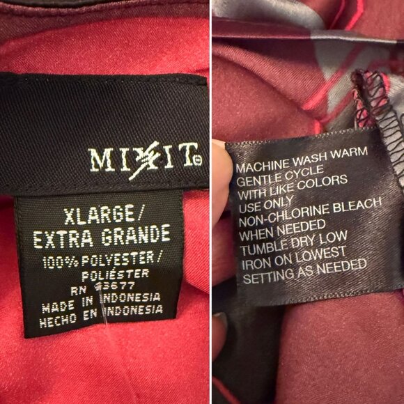 Womens Size XL Satin Dress Geometric Print Poet Sleeves Button Detail Mixit Mod - Picture 4 of 10